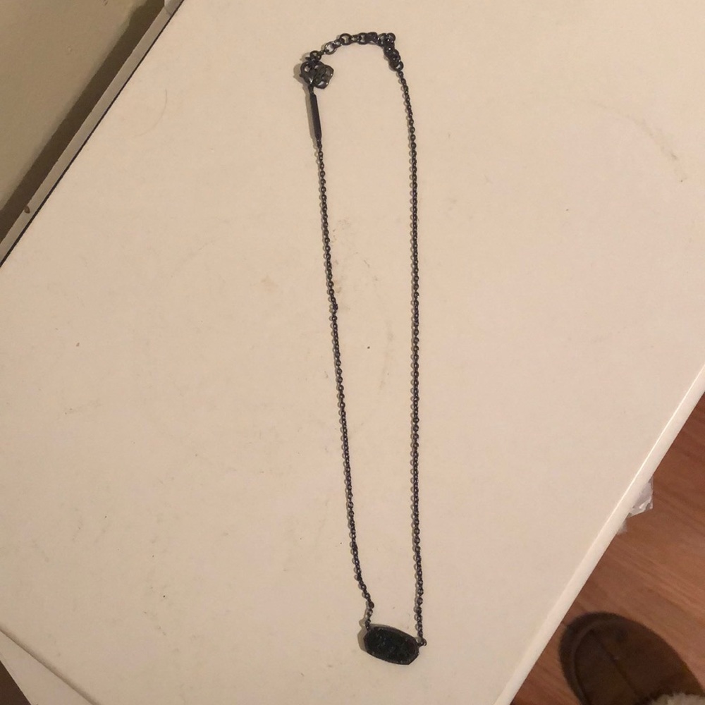 Elisa Pendant Necklace in Black Drusy